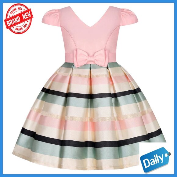 Other - Girls Princess Bow Dress Sleeveless Knee Length Party Formal Occasion